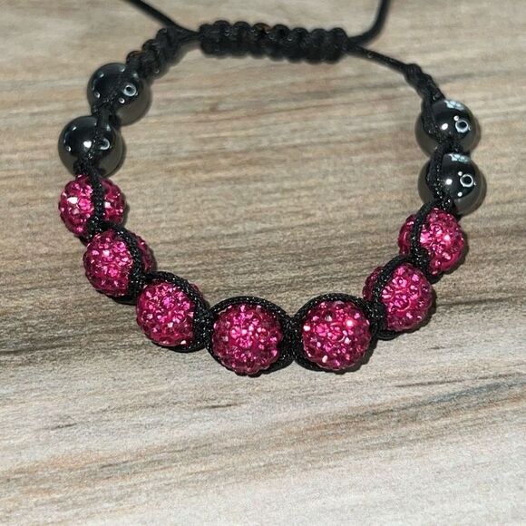 Shamballa Bracelet Women’s Magenta Zircon Balls Adjustable Bohemian Classiccore - Picture 2 of 7